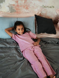 Bamboo Kids Nightwear Full set - ⁠Lavender (1-5Years) | Initials 1