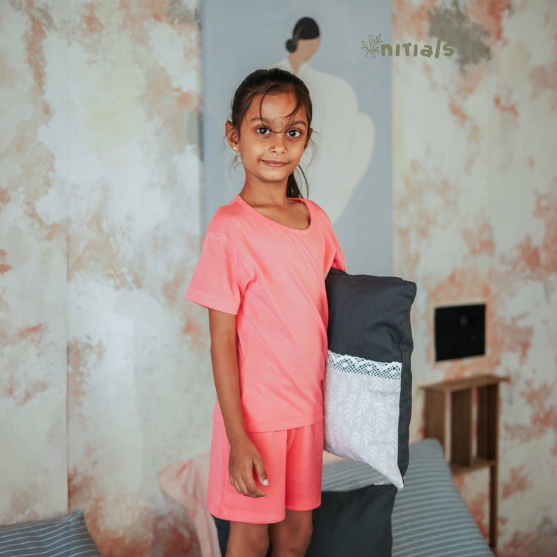 Bamboo Kids Nightwear Full set - Fuchsia Pink (1-5Years) | Initials
