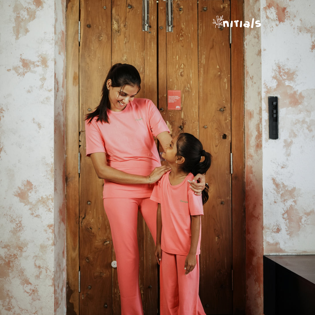 Bamboo Mom & Daughter Matching Set - Fuchsia Pink (1-5Years) (S-XL) | Initials