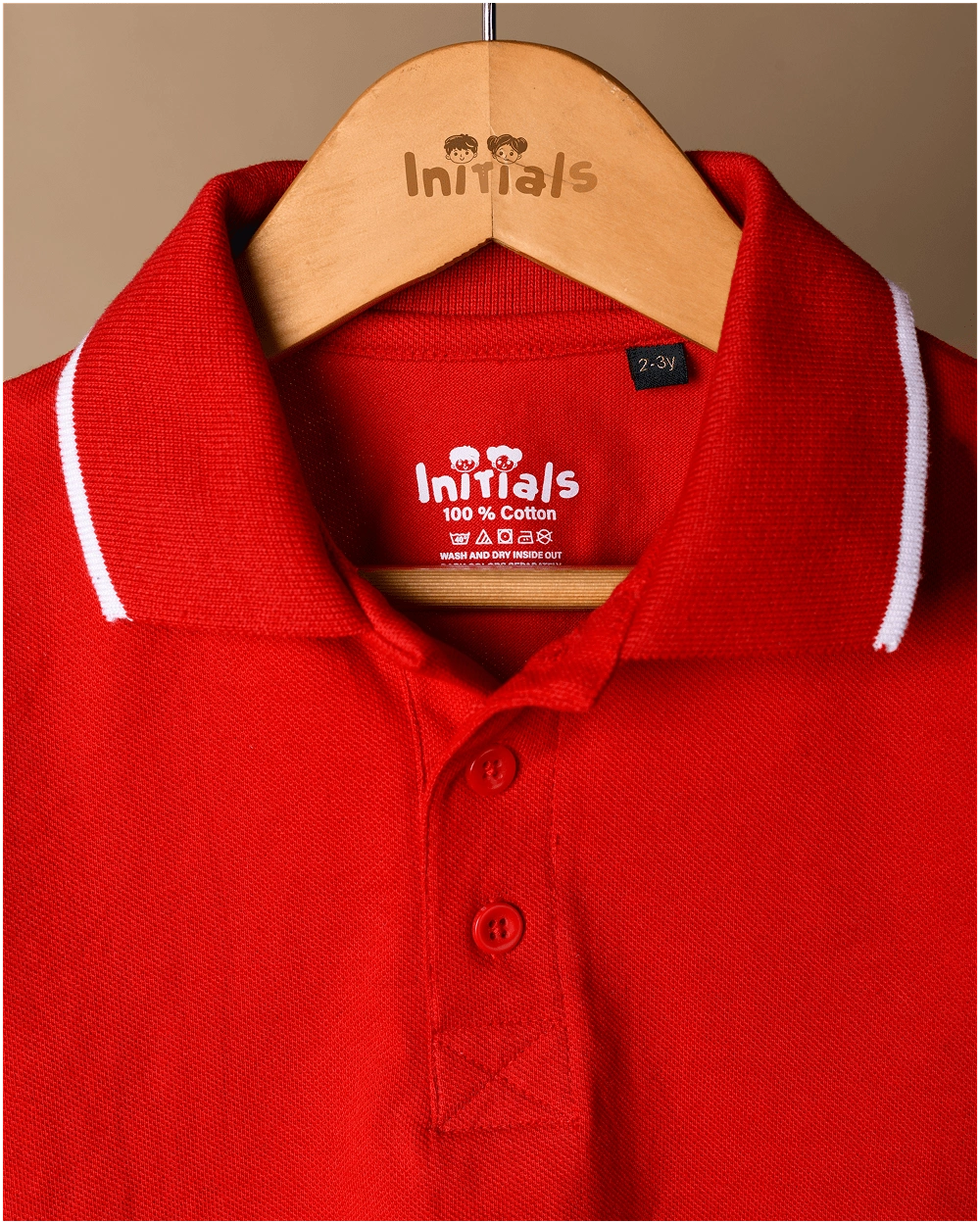 Classic Red Cotton Polo T-Shirt for Kids – Front-min