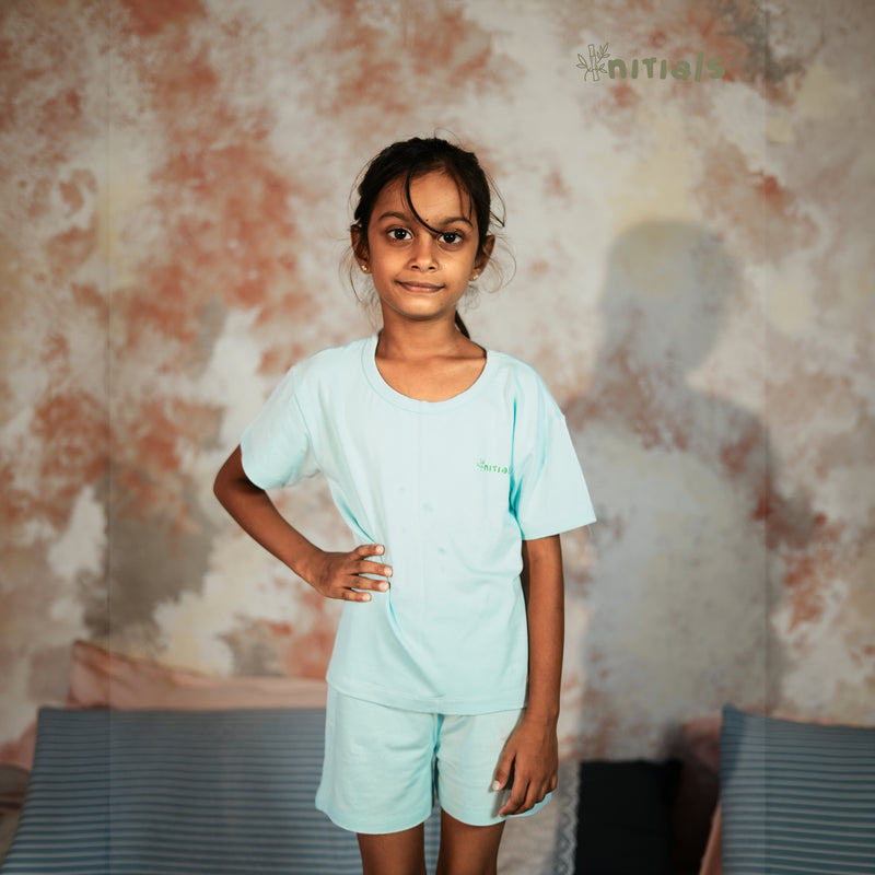 Bamboo Kids Nightwear set -⁠Fresh Mint (1-5Years) | Initials