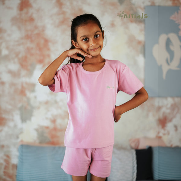 Bamboo Kids Nightwear Half Set - ⁠Lavender (1-5Years) | Initials