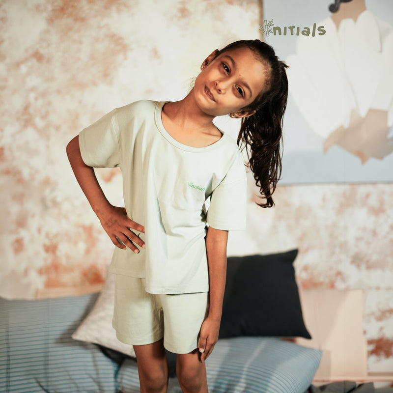 Bamboo Kids Nightwear set - Bamboo Green (1-5Years) | Initials