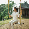 Bamboo Women Nightwear Full set - ⁠Snow White (Cream) (S-XL) | Initials 1