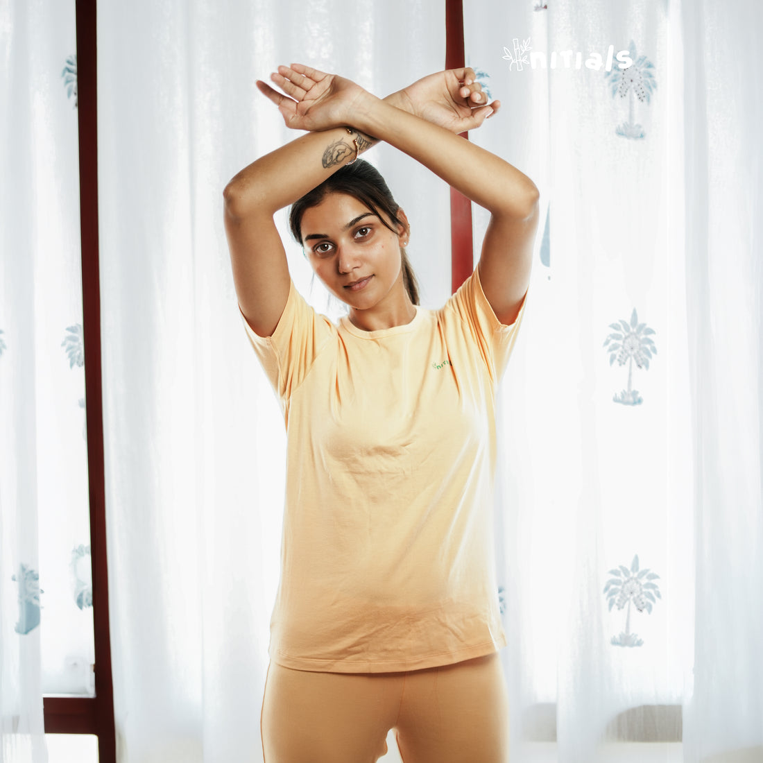 Bamboo Women Nightwear Full Set - ⁠⁠Peach (S-XL) | Initials