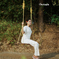 Bamboo Women Nightwear Full set - ⁠Snow White (Cream) (S-XL) | Initials 2