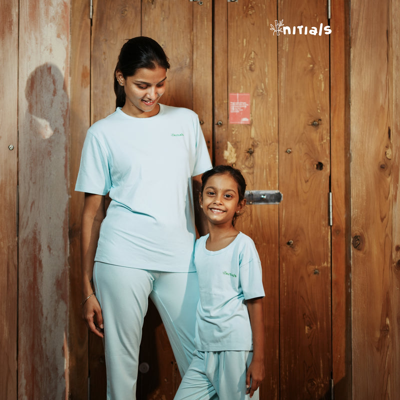 Bamboo Mom & Daughter Matching Set - Fresh Mint (1-5Years) (S-XL) | Initials