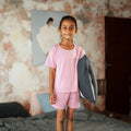Bamboo Kids Nightwear Half Set - ⁠Lavender (1-5Years) | Initials 5