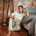 Bamboo Women Nightwear Full set - ⁠Bamboo Green (S-XL) | Initials 4