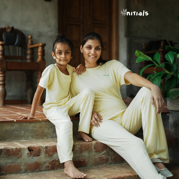 Bamboo Mom & Daughter Matching Set - Pastel Yellow (1-5Years) (S-XL) | Initials